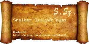 Sreiber Szilvánusz névjegykártya